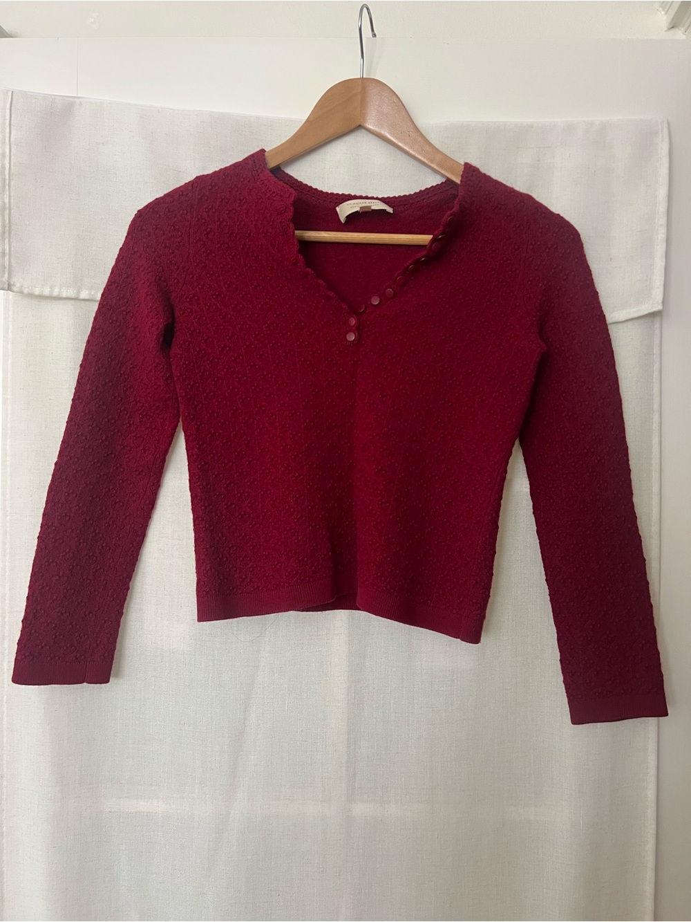 Sezane Alexa Jumper Merino Wool Cropped Fit XXS XS Burgundy - Picture 4 of 6